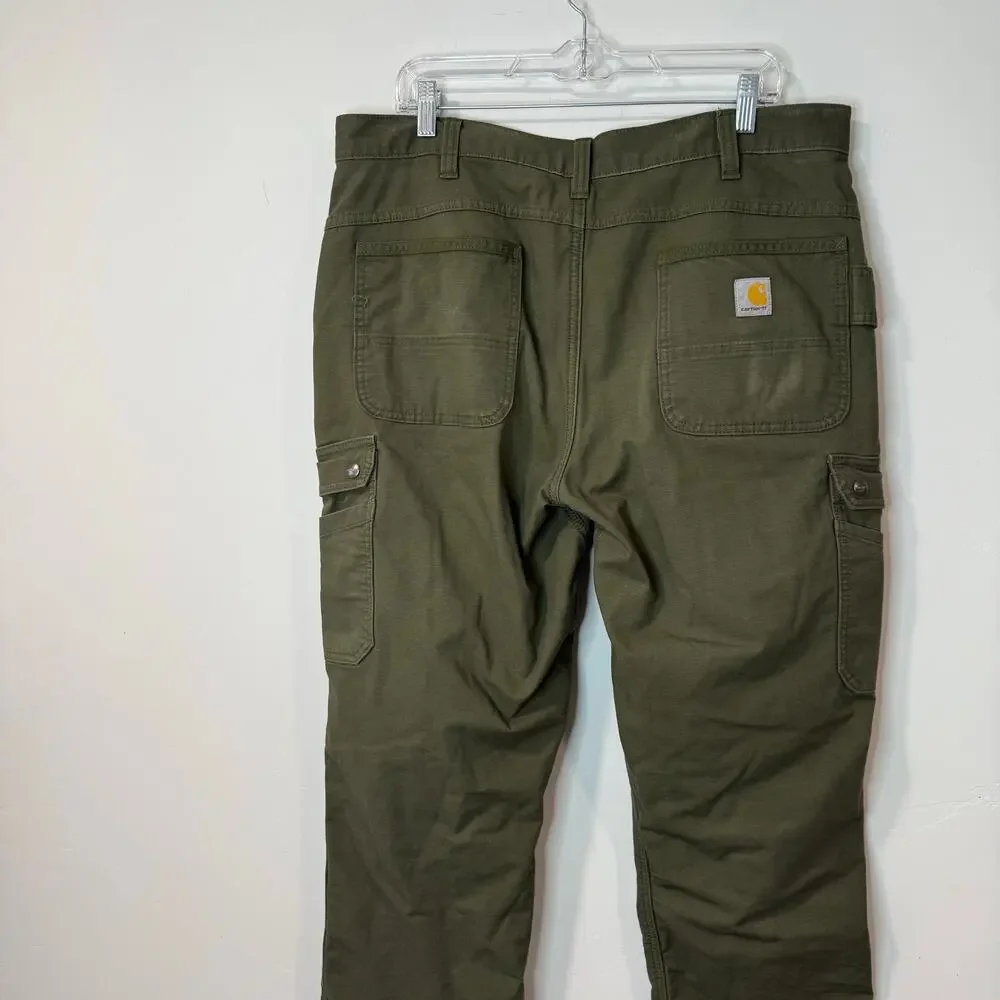 Carhartt‎ Rugged Flex Relaxed Fit Ripstop Cargo Fleece-Lined Work Pant Green 38